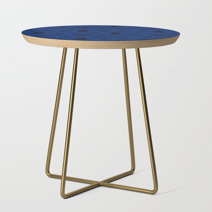 Blue And Black Silhouettes Of Vintage Nautical Pattern Side Table
