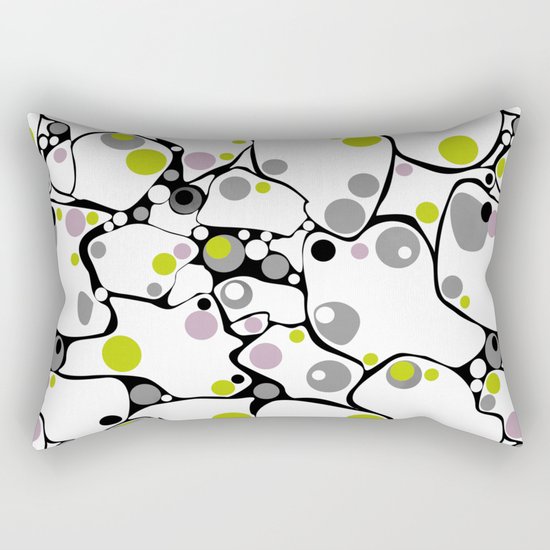 Abstract black and white pattern in green and purple polka dots . Rectangular Pillow