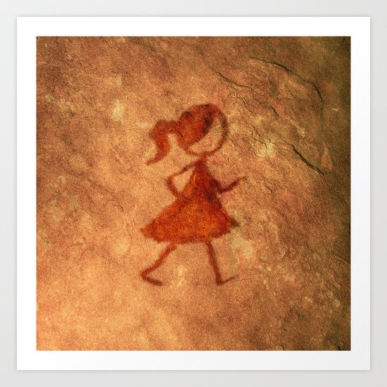 Flipt Pictures Girl Cave Painting Art Print