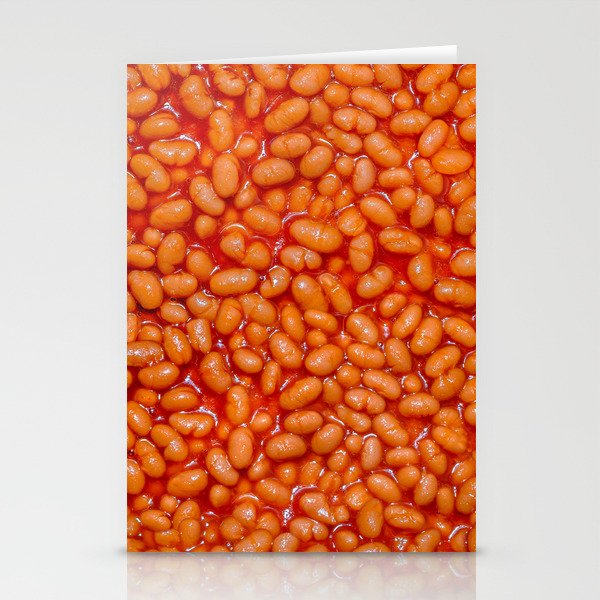 Baked Beans in Red Tomato Sauce Food Pattern  Stationery Cards