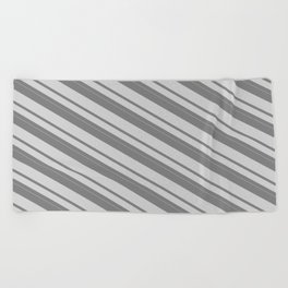 [ Thumbnail: Grey & Light Grey Colored Lines/Stripes Pattern Beach Towel ]
