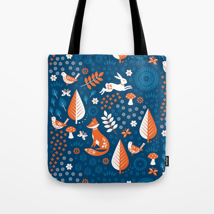 Scandi Forest Blues Tote Bag