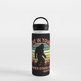 Bigfoot Funny Believe In Yourself Motivational Sasquatch Vintage Sunset Water Bottle