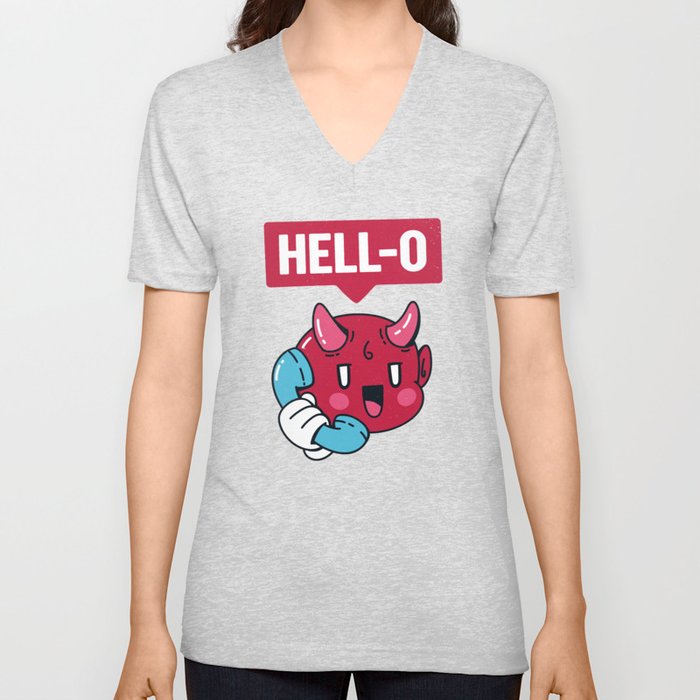 HELL-O V Neck T Shirt