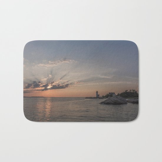 Sunbeams at Annisquam lighthouse Bath Mat