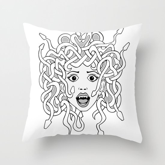 foolish medusa (b&w) Throw Pillow