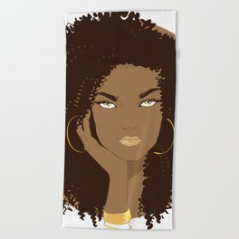 Zodiac: Illustration of Leo zodiac sign as a beautiful afro girl. Beach Towel