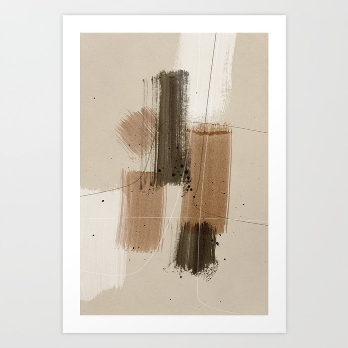 Neutral Color Abstract Brush Strokes Art Print