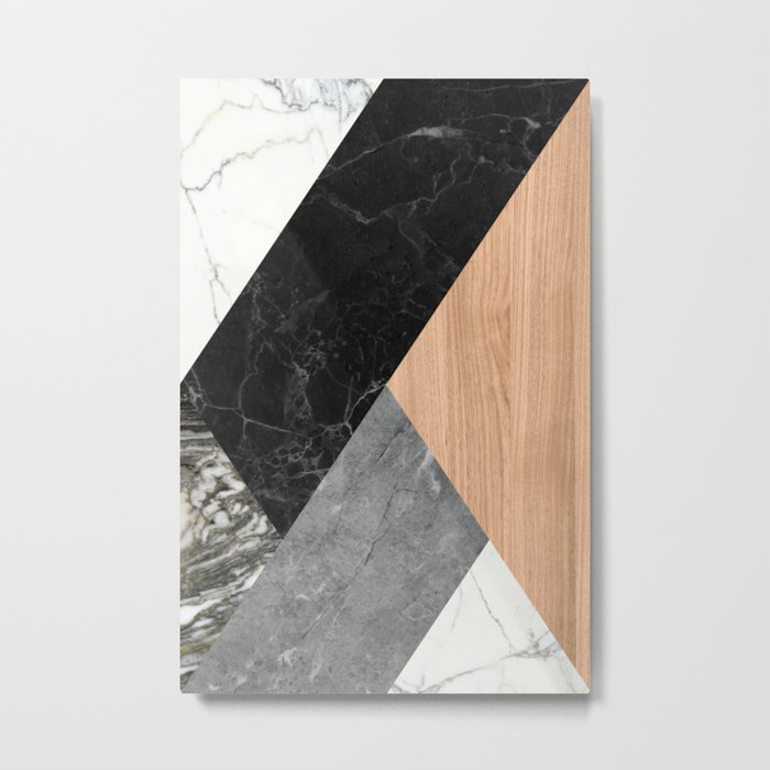 Marble and Wood Abstract Metal Print by Santo Sagese | Society6