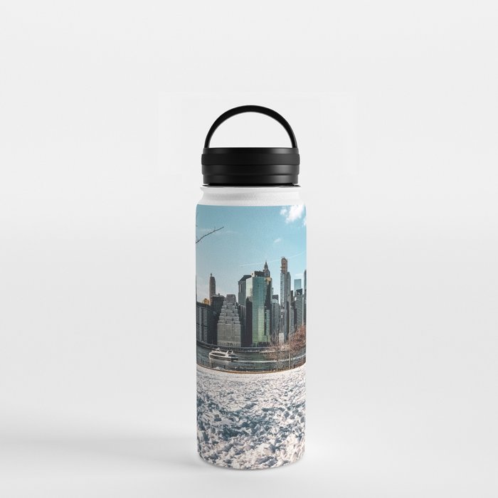 New York City Manhattan skyline during winter Water Bottle