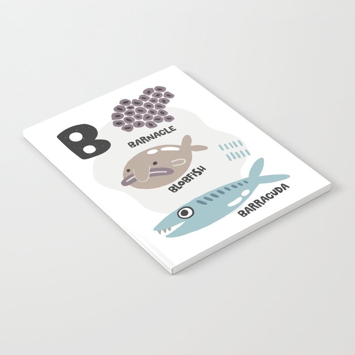 B of barnacle blobfish and barracuda Notebook