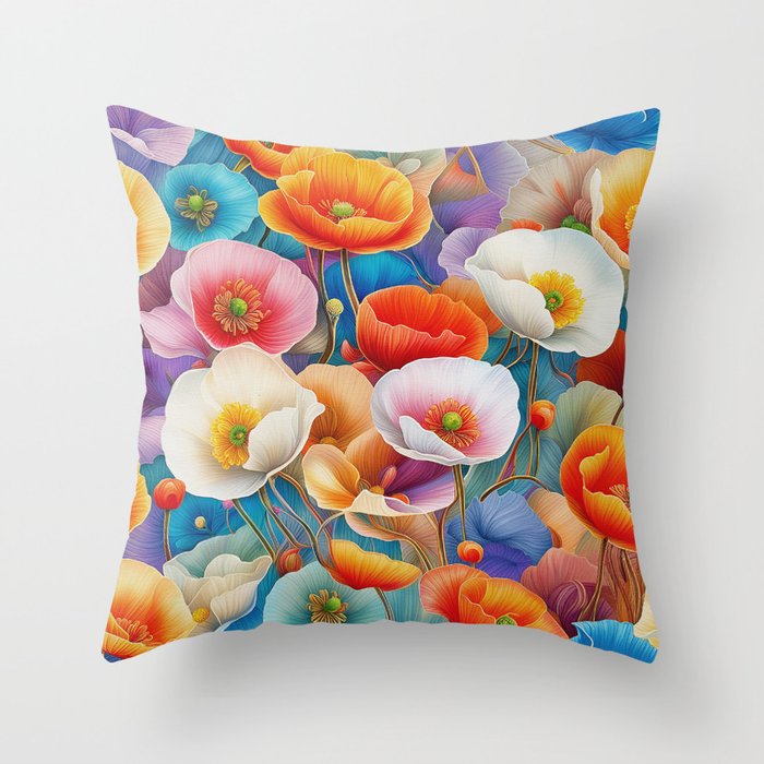 Flower Pattern - Iceland Poppy 2 Throw Pillow