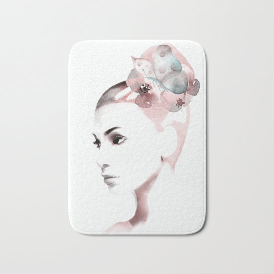 Woman with butterfly Bath Mat