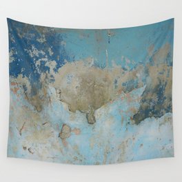 rough blue urban paint wall texture pattern Wall Tapestry