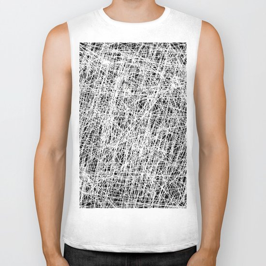 Web Of Confusion - Black and white, abstract painting Biker Tank