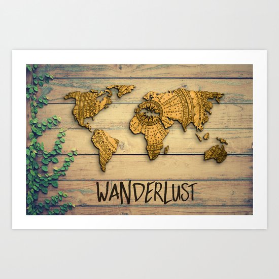 Wanderlust Vintage Map Art Print