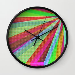Green pink pop art rays Wall Clock