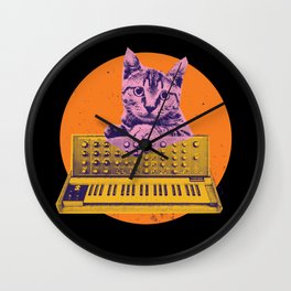 Retro Cat playing on Synth Wall Clock