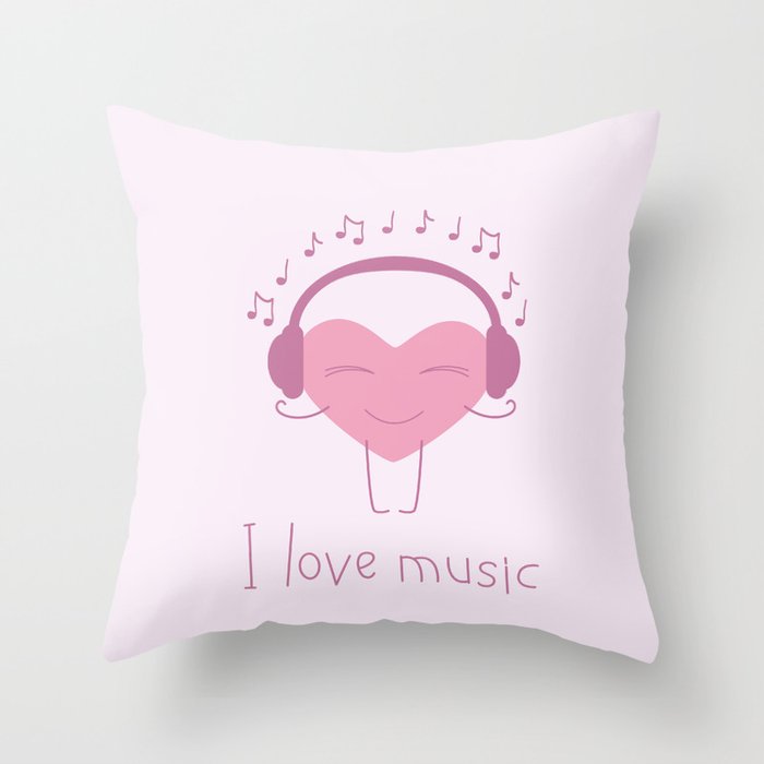 I love music Throw Pillow