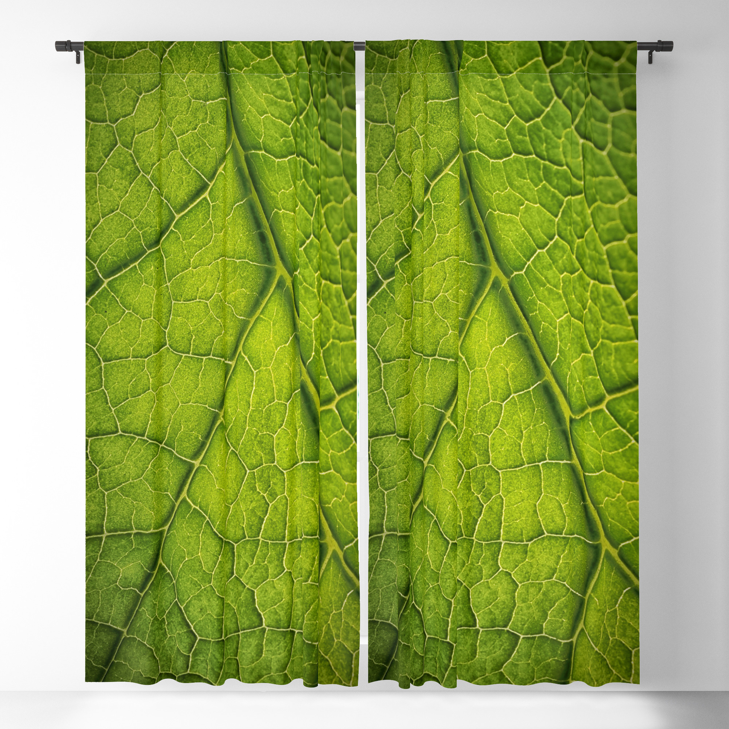 Macro Green Leaf 8 Blackout Curtain By Bonidog