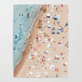 Ocean Print, Beach Print, People Beach Aerial, Wall Decor, Aerial Beach Print, Beach Photography, Bondi Beach Print Poster