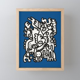 Blue Navy Color 2020 with Black and White Cool Monsters Framed Mini Art Print