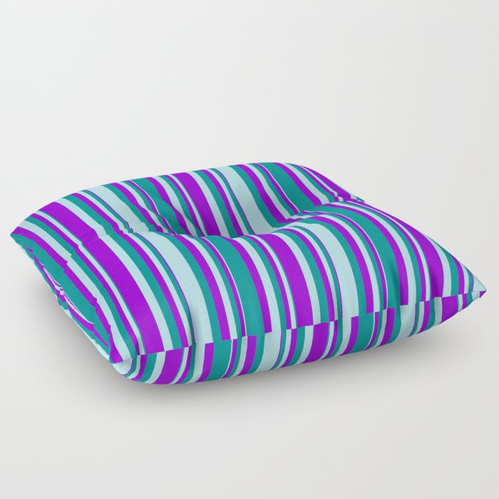 Dark Violet, Dark Cyan, and Powder Blue Colored Lines/Stripes Pattern Floor Pillow