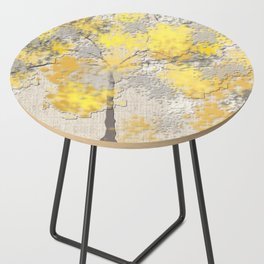 Abstract Yellow and Gray Trees Side Table