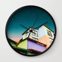 Colorful houses  Wall Clock