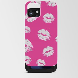 White lips on a bright pink background iPhone Card Case