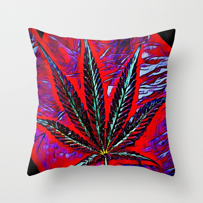 Glowing Hands Cannabis Throw Pillow