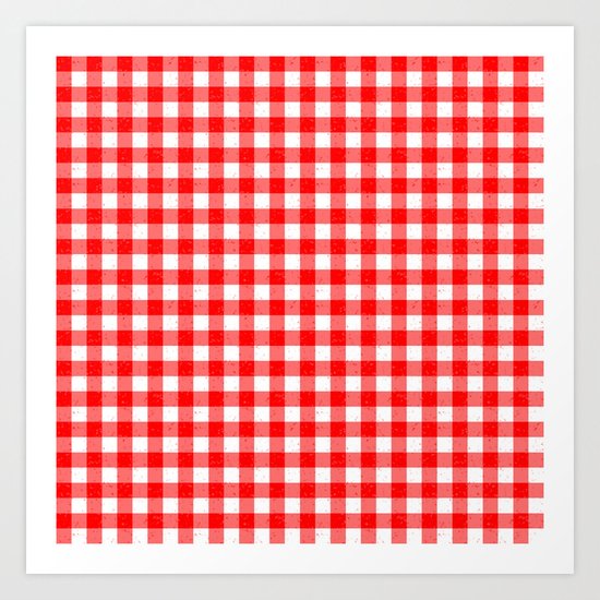 Gingham Red and White Pattern Art Print