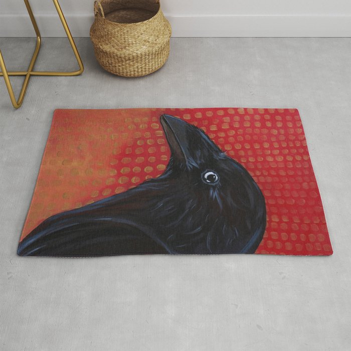 Crow In Red Rug