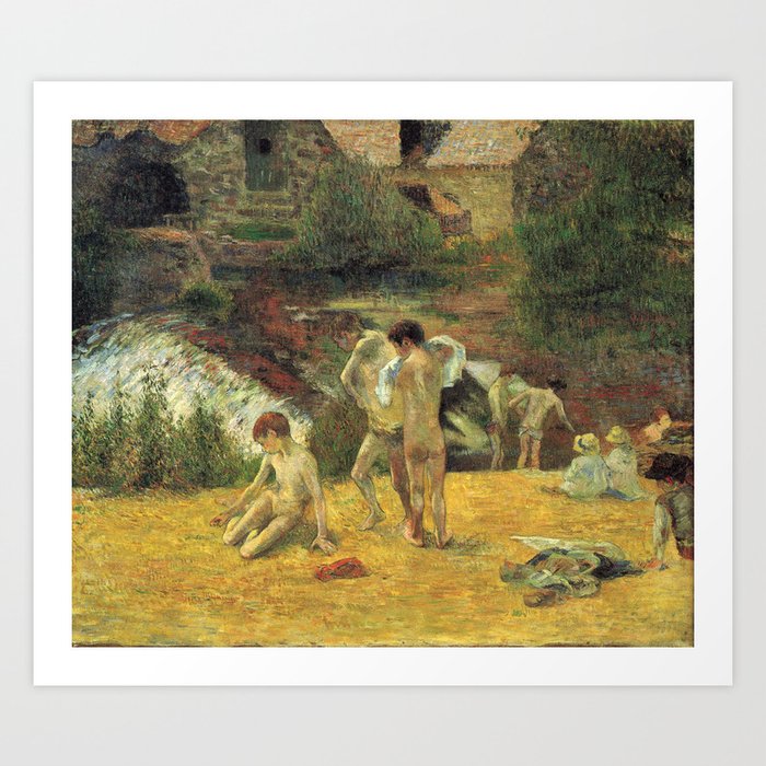 Paul Gauguin - Breton Boys Bathing (The Bathing by the Mill in Bois d’Amour, Pont-Aven) (1886) Art Print