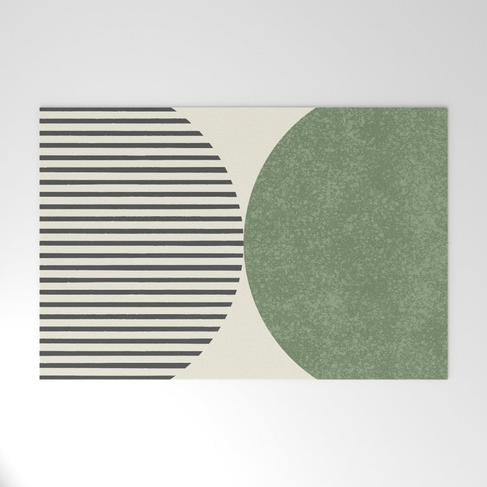 Semicircle Stripes - Green Welcome Mat