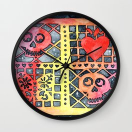 Day of the Dead Papel Picado Wall Clock