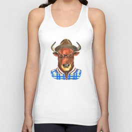 Bull with glasses and a hat  Unisex Tank Top