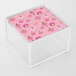 Dance of the Peony flowers - pink background Acrylic Box