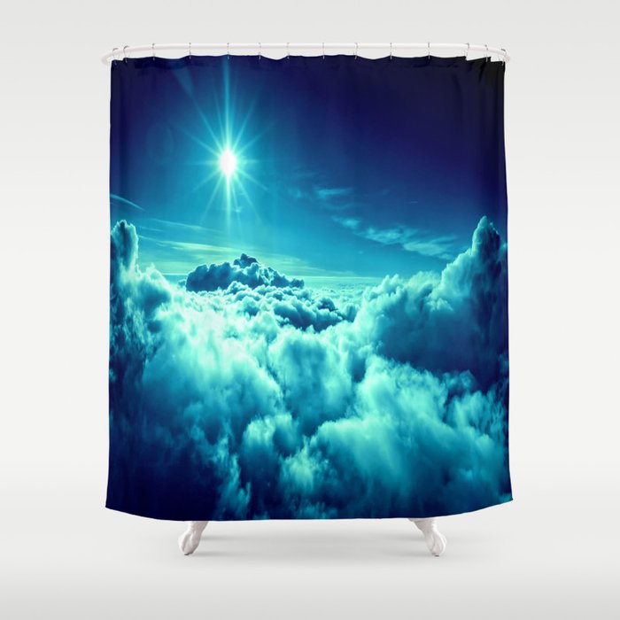 Sky Blue Clouds Shower Curtain
