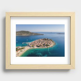 Aerial view of Primosten peninsula and old town in Croatia Recessed Framed Print
