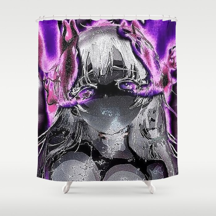 anime girl purple and black  Shower Curtain