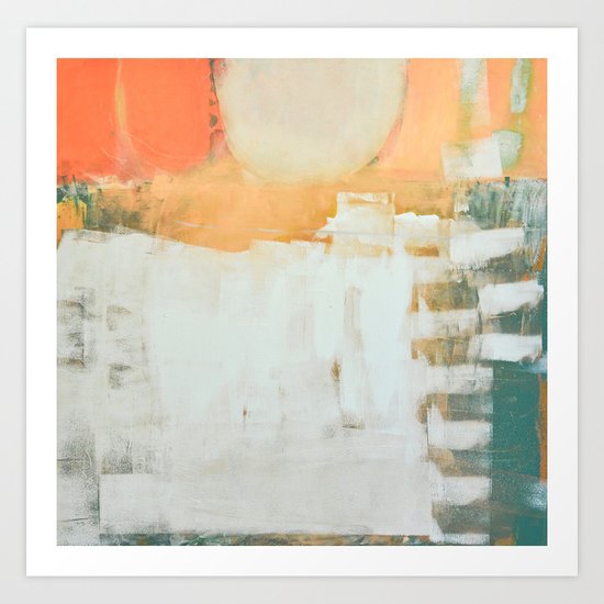 abstract, orange and green Art Print