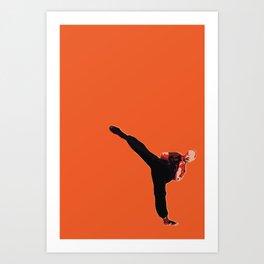 Kung Fu Steve 5 | Digital Art Art Print | Color, Kungfu, Bold, Silhouette, Orange, Martialarts, Kicking, Kung Fu, Digital, Photo 