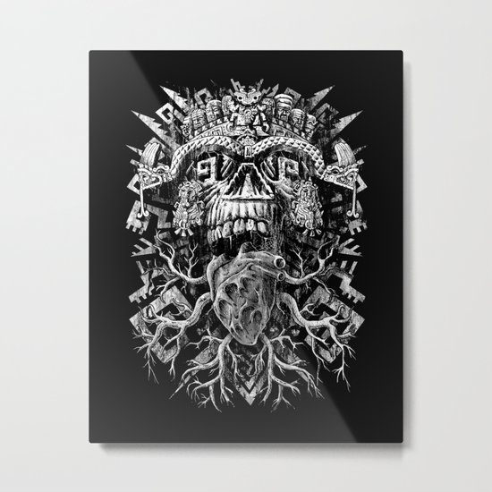 Aztec Skull Metal Print