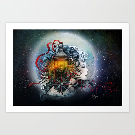 amid the breakers Art Print