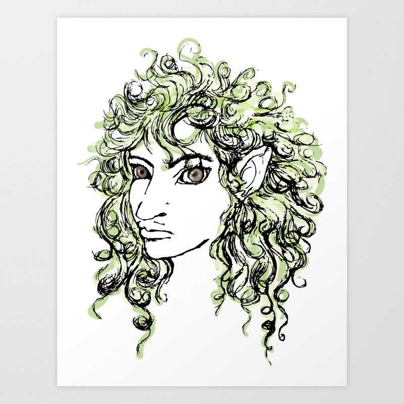 Female Elf Profile 1 Art Print By Karolynj Society6,Cute Pixel Art Background Gif