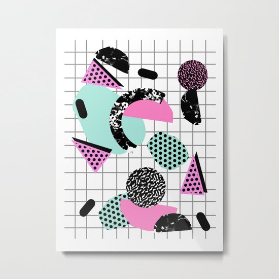 Joshin - memphis throwback retro pop art geoemetric pattern print unique trendy gifts dorm college Metal Print