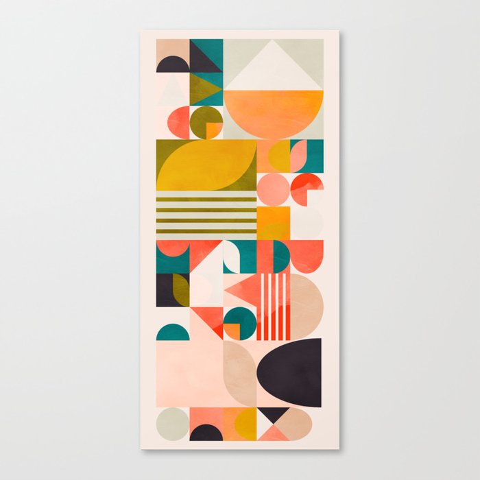 mid century geometry abstract shapes bauhaus 2 Canvas Print