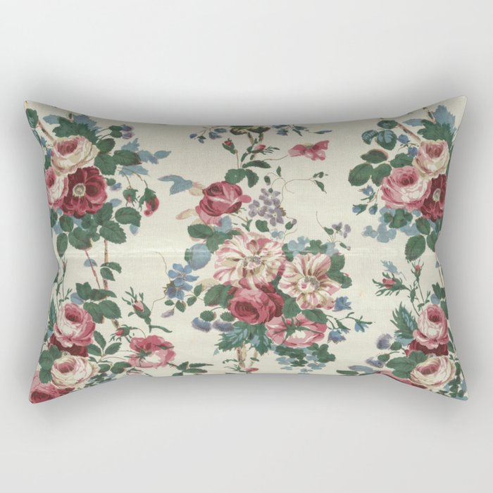Antique Rose Chintz Pattern Rectangular Pillow