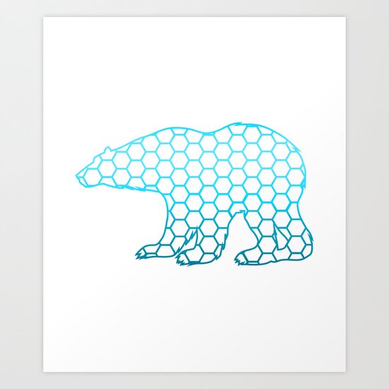 Abstract Animal Art Polar Bear In Blue Simple Design Art Print By